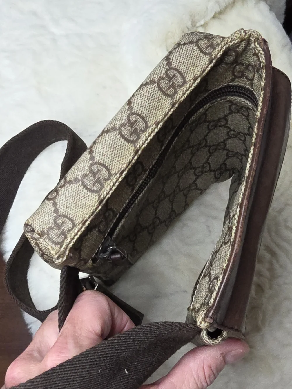 Gucci Beige/Brown Monogram Sling Belt Bag - Picture 10 of 10